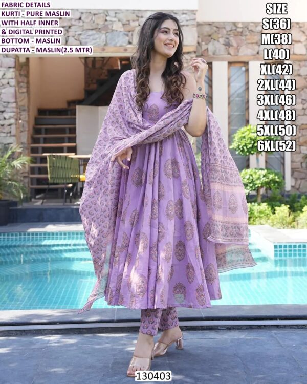 Women’s Pure Maslin Digital Printed Suit Set With Dupatta