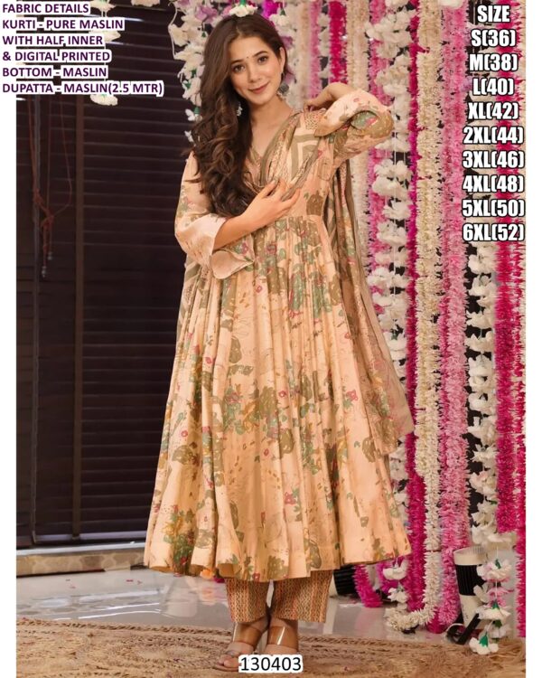 Women’s Pure Maslin Digital Printed Suit Set With Dupatta