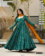 Heavy Rayon Printed Gown With Georgette Dupatta