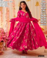 Heavy Rayon Printed Gown With Georgette Dupatta