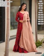 Heavy Rayon Printed Gown With Georgette Dupatta