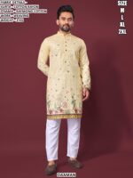 Men’s Cotton Rayon Kurta Pajama Set With Weaving Work
