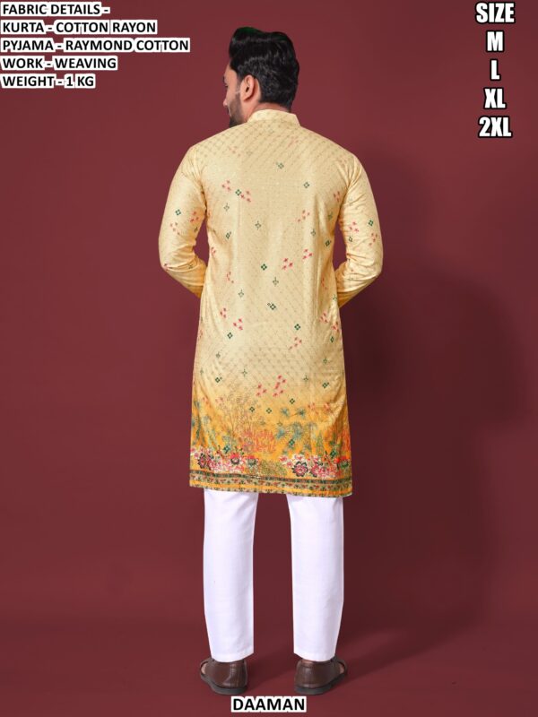 Men’s Cotton Rayon Kurta Pajama Set With Weaving Work