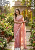 Stylish Designer Saree With Sequins And Moti Detailing