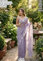 Stylish Designer Saree With Sequins And Moti Detailing