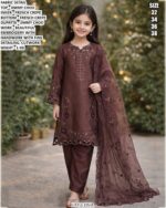 Kids Suit Set With Embroidery Handwork And Cutwork