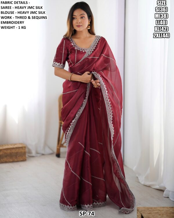 Elegant Embroidered Saree With Designer Blouse