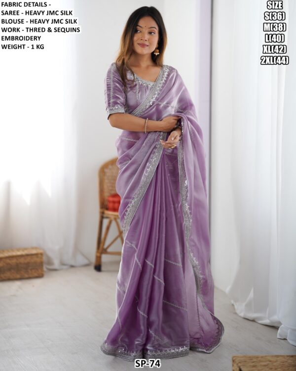 Elegant Embroidered Saree With Designer Blouse