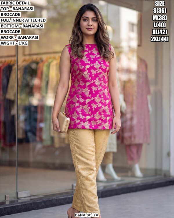 Elegant Banarasi Top Bottom Outfit For Women