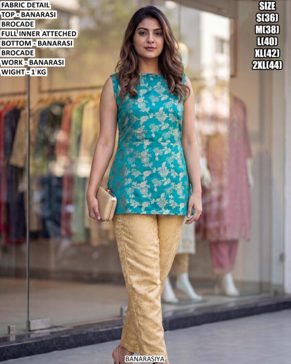 Elegant Banarasi Top Bottom Outfit For Women