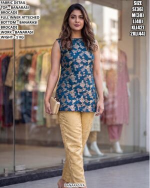 Elegant Banarasi Top Bottom Outfit For Women