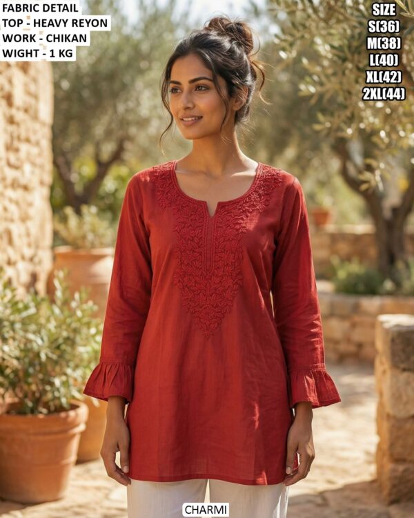 Premium Heavy Rayon Kurti With Elegant Chikan Work