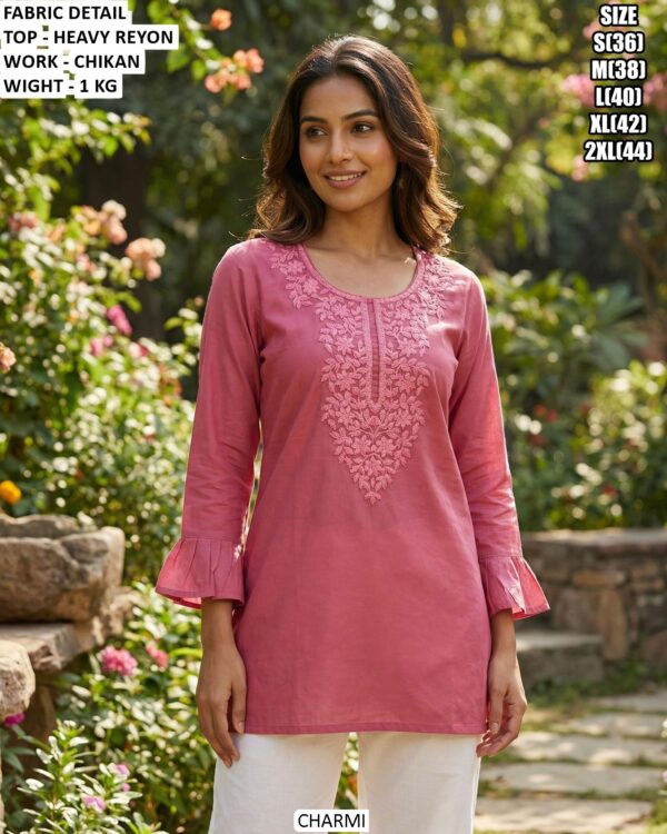 Premium Heavy Rayon Kurti With Elegant Chikan Work