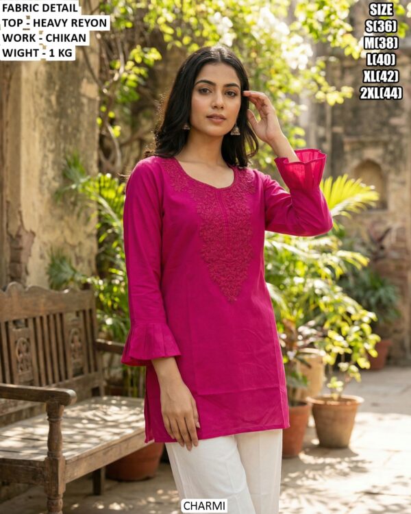 Premium Heavy Rayon Kurti With Elegant Chikan Work