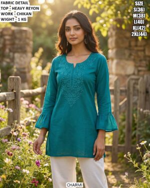 Premium Heavy Rayon Kurti With Elegant Chikan Work