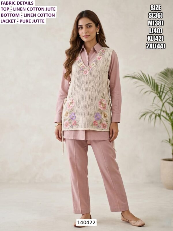 Women’s Linen Cotton Co Ord Set With Pure Jutte Jacket