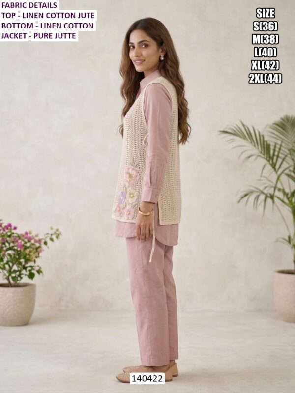 Women’s Linen Cotton Co Ord Set With Pure Jutte Jacket