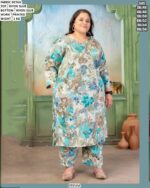 Premium Plus Size Rayon Slub Set With Printed Work