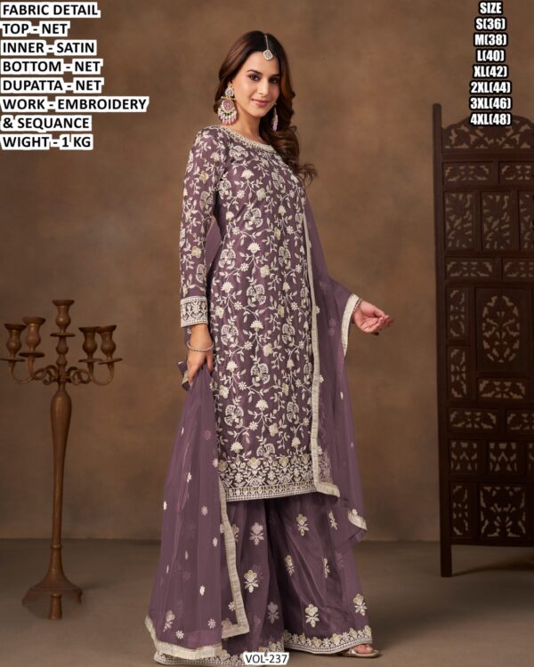 Premium Net Suit Set With Embroidery And Sequance Work