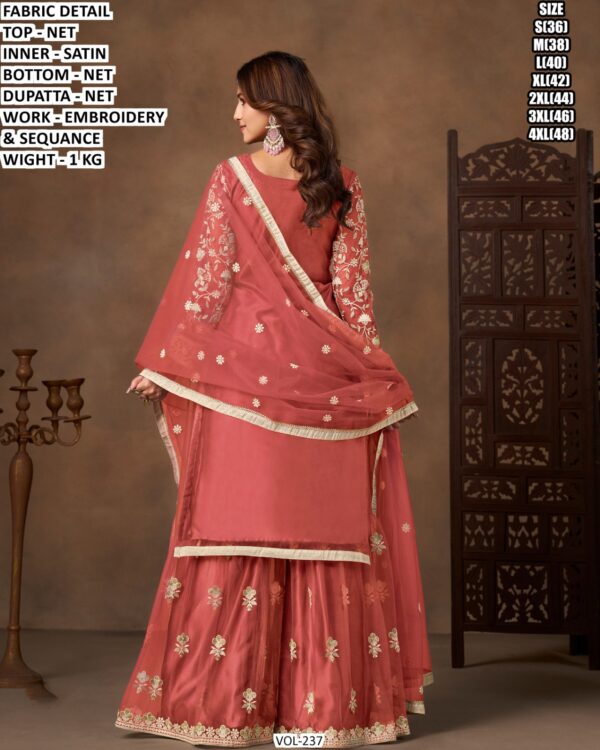 Premium Net Suit Set With Embroidery And Sequance Work