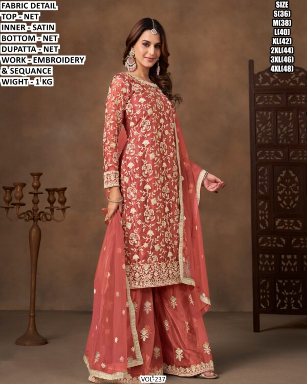 Premium Net Suit Set With Embroidery And Sequance Work