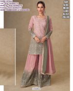 Women’s Real Georgette Embroidered Kurti Palazzo Set With Dupatta