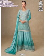 Women’s Real Georgette Embroidered Kurti Palazzo Set With Dupatta