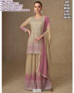 Women’s Real Georgette Embroidered Kurti Palazzo Set With Dupatta