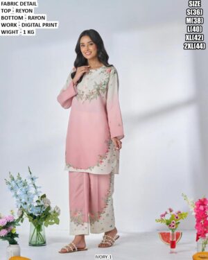 Elegant Digital Print Rayon Outfit For Women