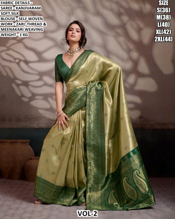 Women’s Kanjivaram Soft Silk Saree With Zari And Meenakari Weaving