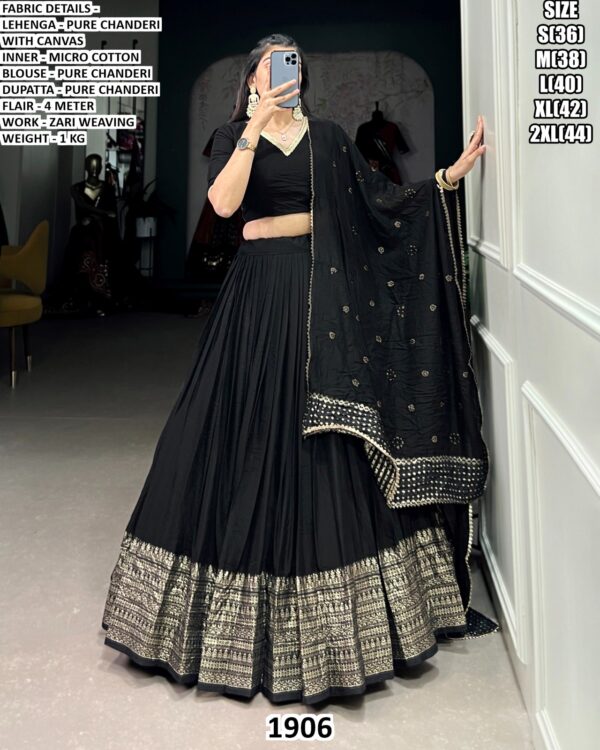 Elegent  Pure Chanderi Lehenga Choli With Zari Weaving Dupatta