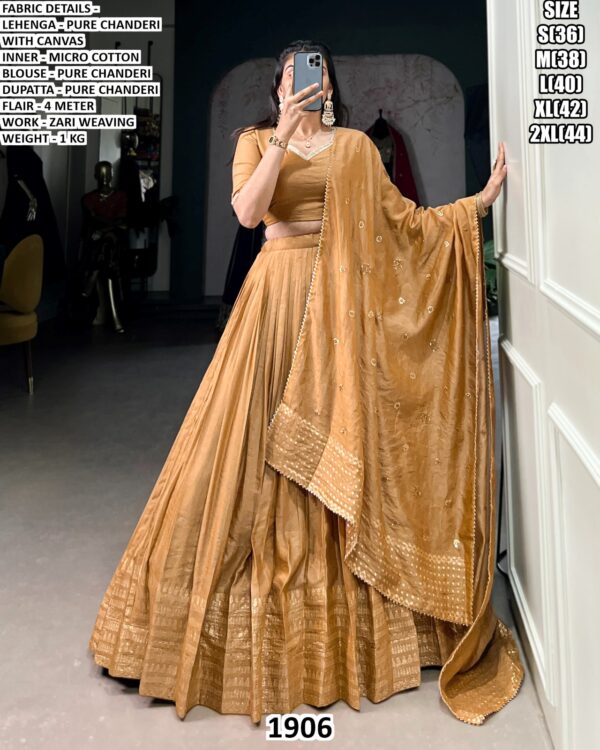 Elegent  Pure Chanderi Lehenga Choli With Zari Weaving Dupatta