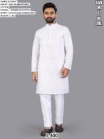 Men’s Soft Cotton Kurta Pajama Set With Chikankari Embroidery