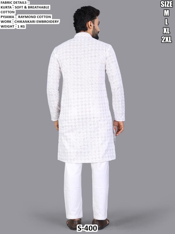 Men’s Soft Cotton Kurta Pajama Set With Chikankari Embroidery
