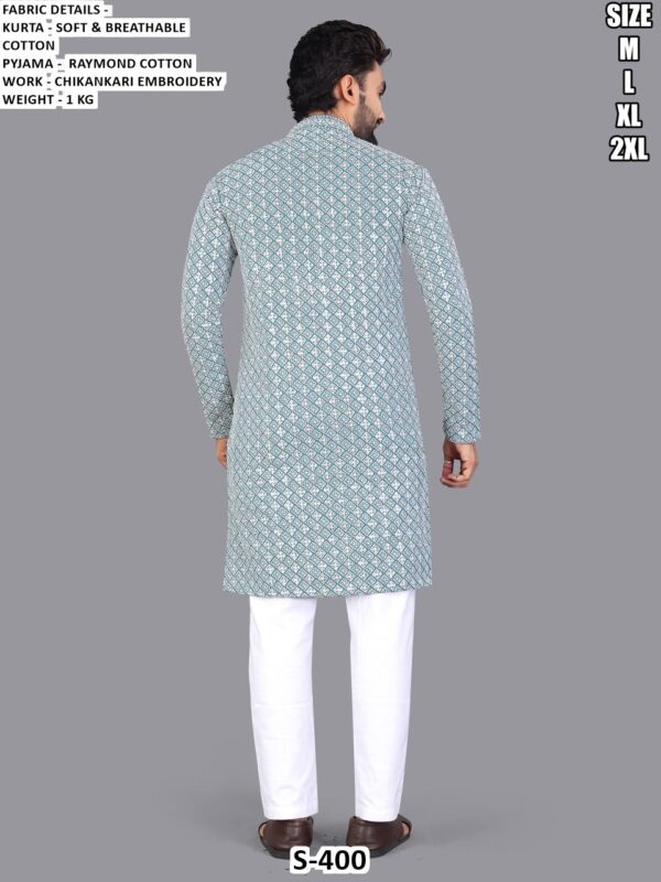 Men’s Soft Cotton Kurta Pajama Set With Chikankari Embroidery