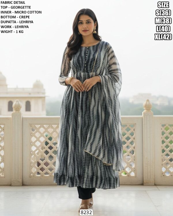 Georgette Suit Set With Lehriya Dupatta For Women