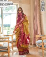 Premium Pure Matka Silk Saree With Gold Zari Work And Bamboo Finish