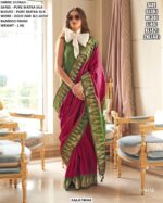 Premium Pure Matka Silk Saree With Gold Zari Work And Bamboo Finish