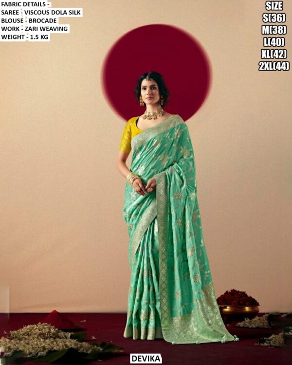 Women’s Viscous Dola Silk Saree With Brocade Blouse