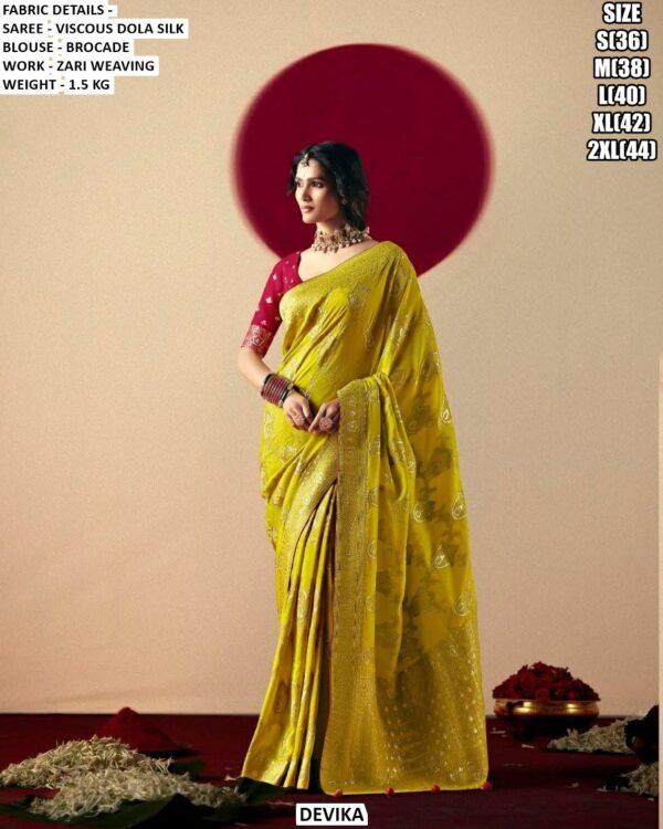 Women’s Viscous Dola Silk Saree With Brocade Blouse