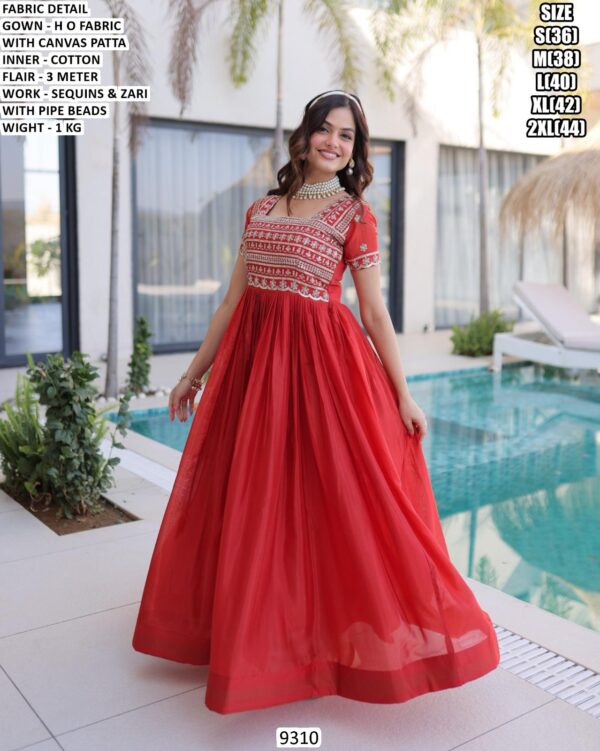 Premium Designer Gown With Sequins, Zari And Pipe Beads Work For Ladies