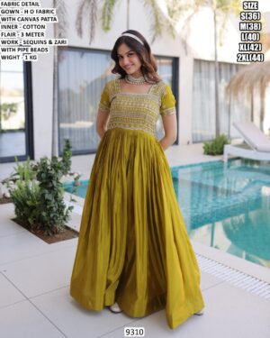 Premium Designer Gown With Sequins, Zari And Pipe Beads Work For Ladies