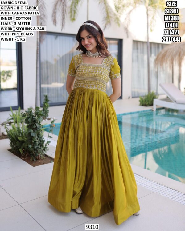 Premium Designer Gown With Sequins, Zari And Pipe Beads Work For Ladies