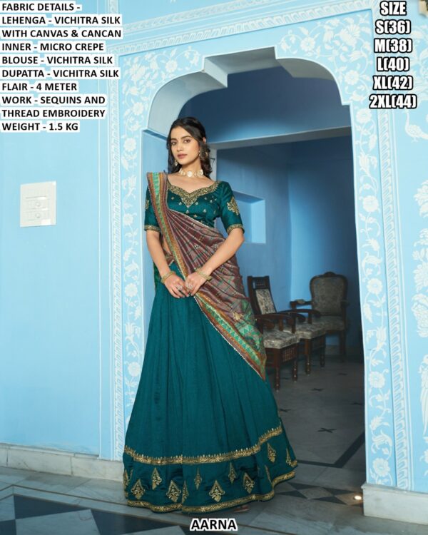 Vichitra Silk Lehenga Set With Sequins And Thread Embroidery Work