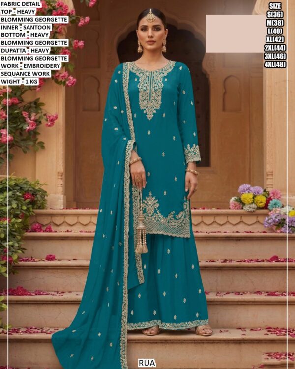 Premium Embroidered Georgette Dress Material Set