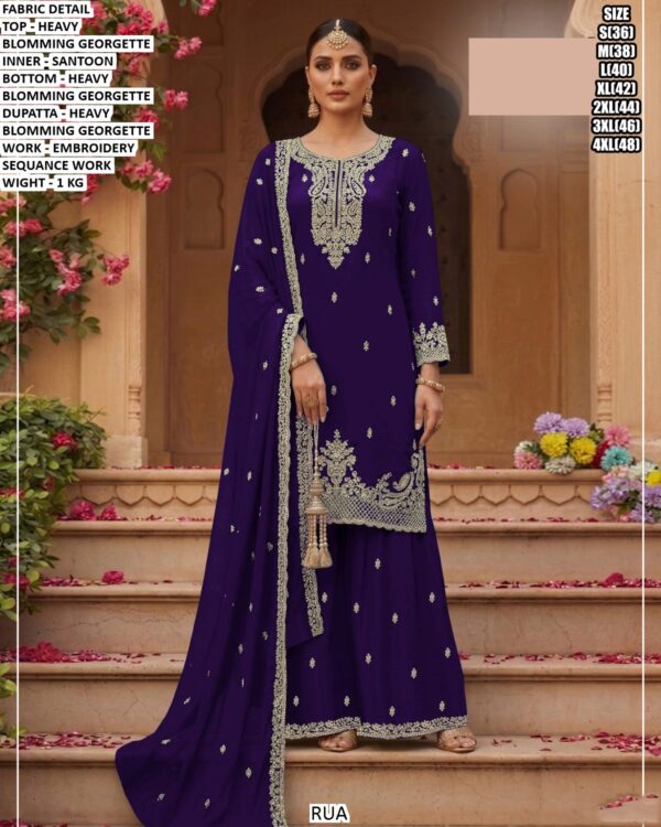 Premium Embroidered Georgette Dress Material Set