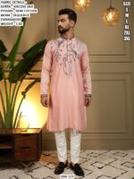 Men’s Viscose Silk Kurta Pajama With Sequence Embroidery