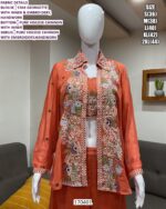 Women’s Designer Chinon Indo Western Set With Embroidered Shrug