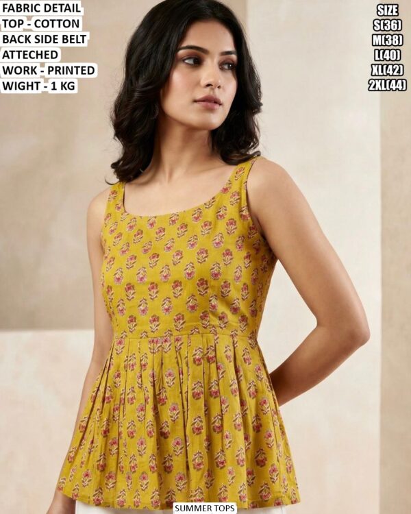 Premium Cotton Summer Top With Printed Work