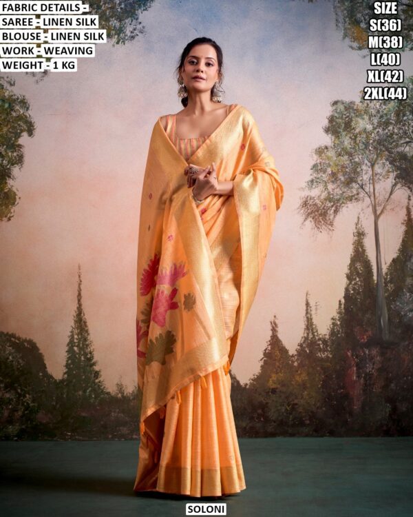 Women’s Linen Silk Saree With Weaving Blouse